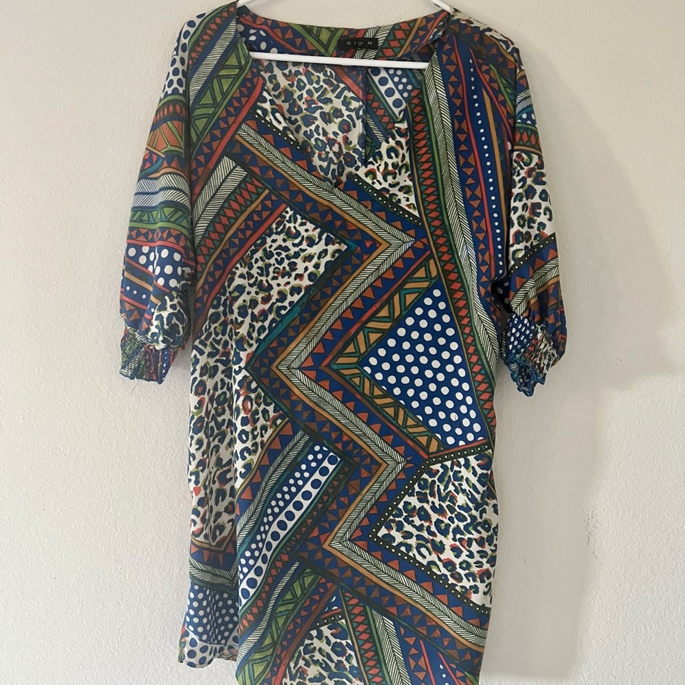 GLAM MULTICOLOR V-NEC SLIPOvVER DRESS FROM COTTON ISLAND - WOMEN’S S